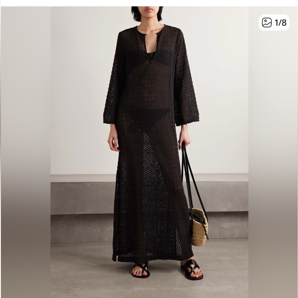 Nili Lotan Black Della Crochet Maxi Dress